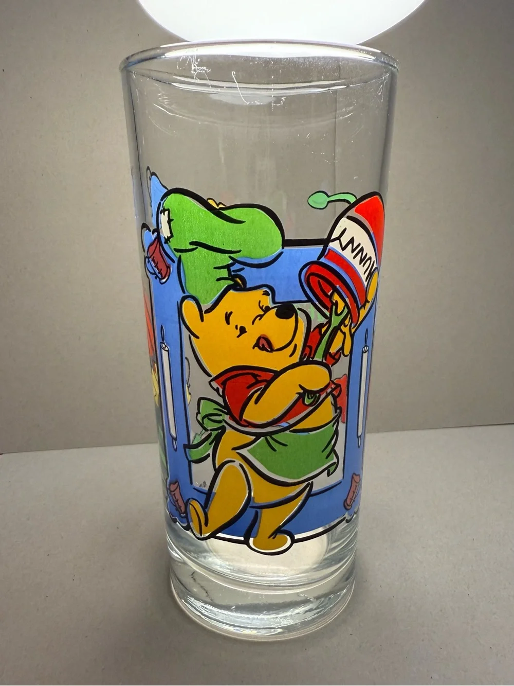 Vintage Disney Winnie the Pooh Blue Cartoon Glass Tumbler - Set of 2